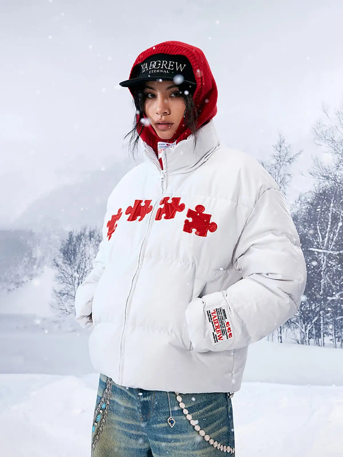 YADcrew | 3D Geometric Embroidery Down Jacket
