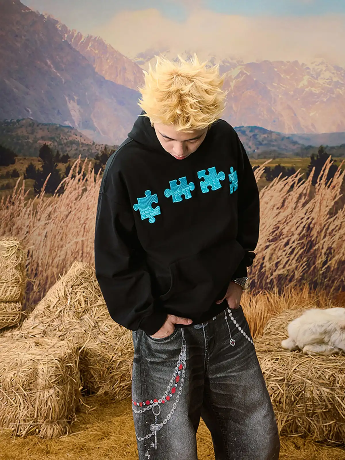 YADcrew | Dragon Scale Embroidered Puzzle Hoodie