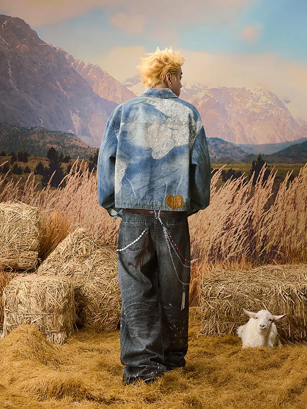YADcrew | Lace Peace Dove Denim Vintage Jacket