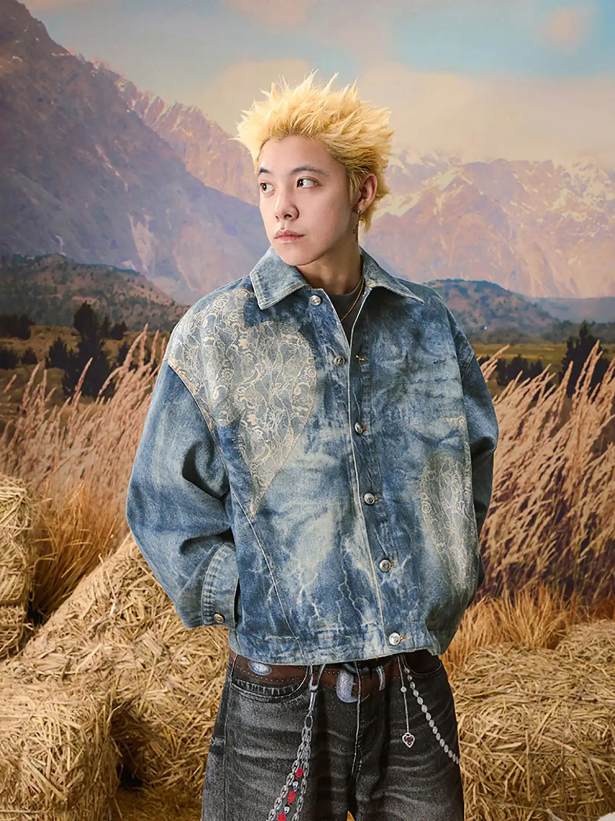 YADcrew | Lace Peace Dove Denim Vintage Jacket