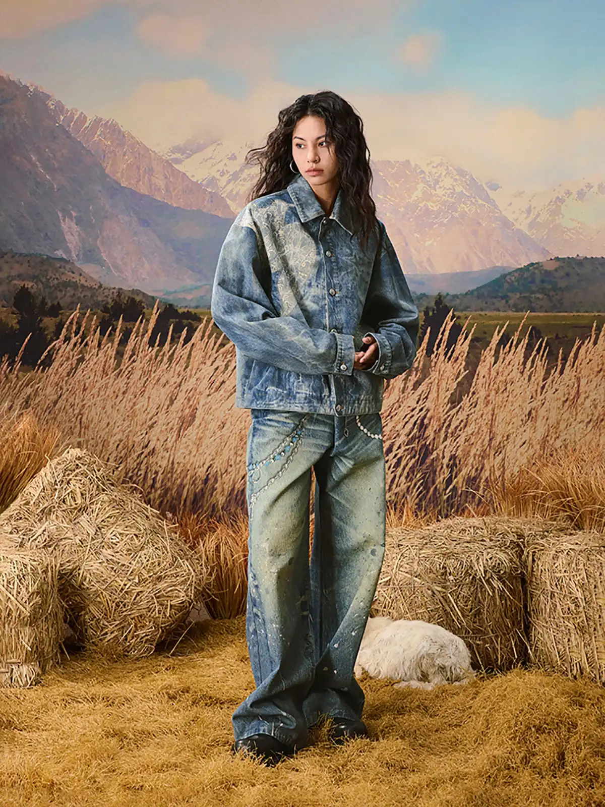 YADcrew | Lace Peace Dove Denim Vintage Jacket