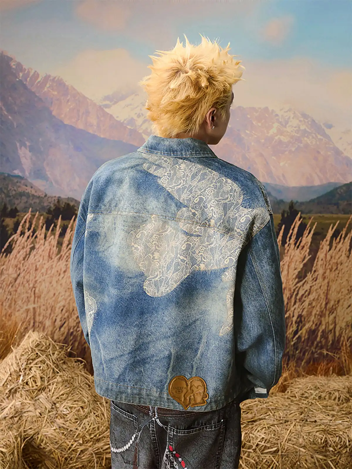 YADcrew | Lace Peace Dove Denim Vintage Jacket
