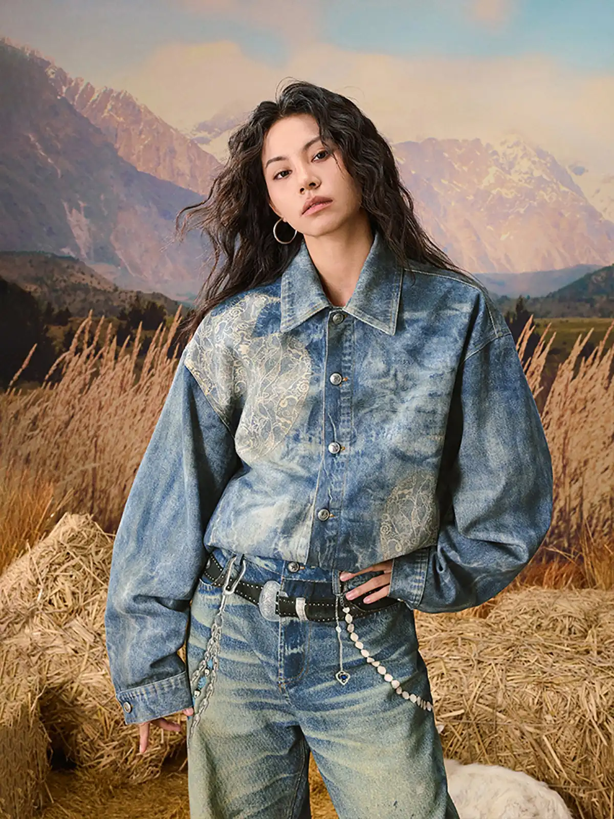 YADcrew | Lace Peace Dove Denim Vintage Jacket