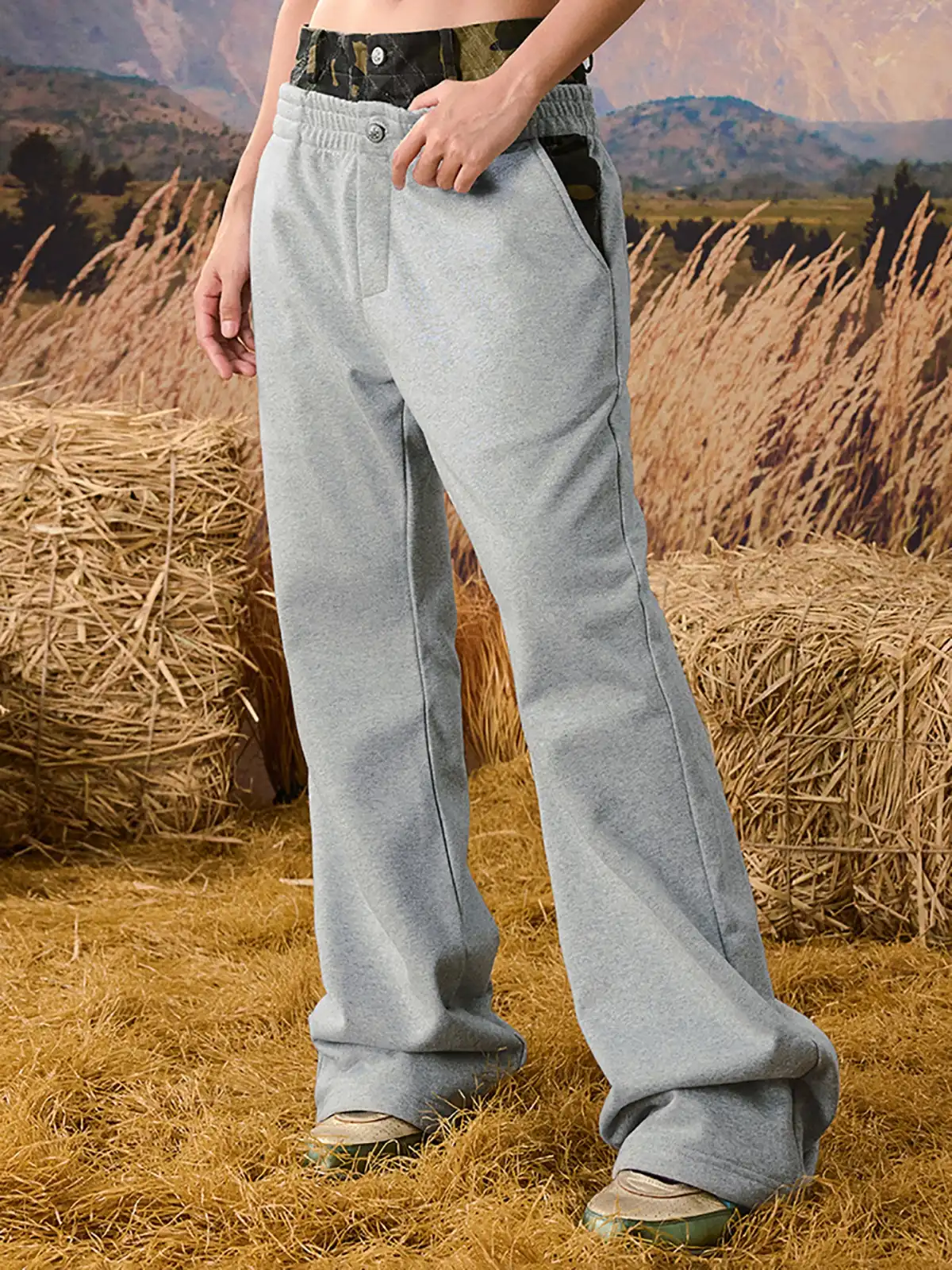 YADcrew | Camouflage Tree Pattern Flared Sweatpants