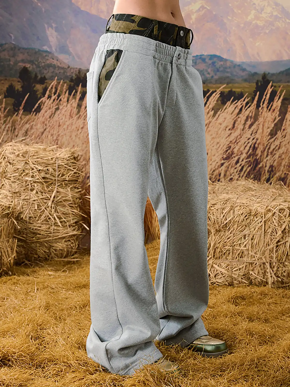 YADcrew | Camouflage Tree Pattern Flared Sweatpants