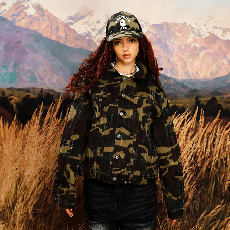 YADcrew | Camouflage Tree Scratched Hooded Jacket