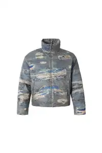 YADcrew丨âRagged Oilâ Ragged Printed Denim White Duck Down Jacket