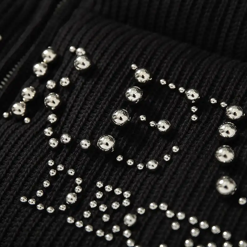 YADcrew丨Electroplated Pearl Slogan Woolen Stand-Up Collar Thickened Cotton Jacket