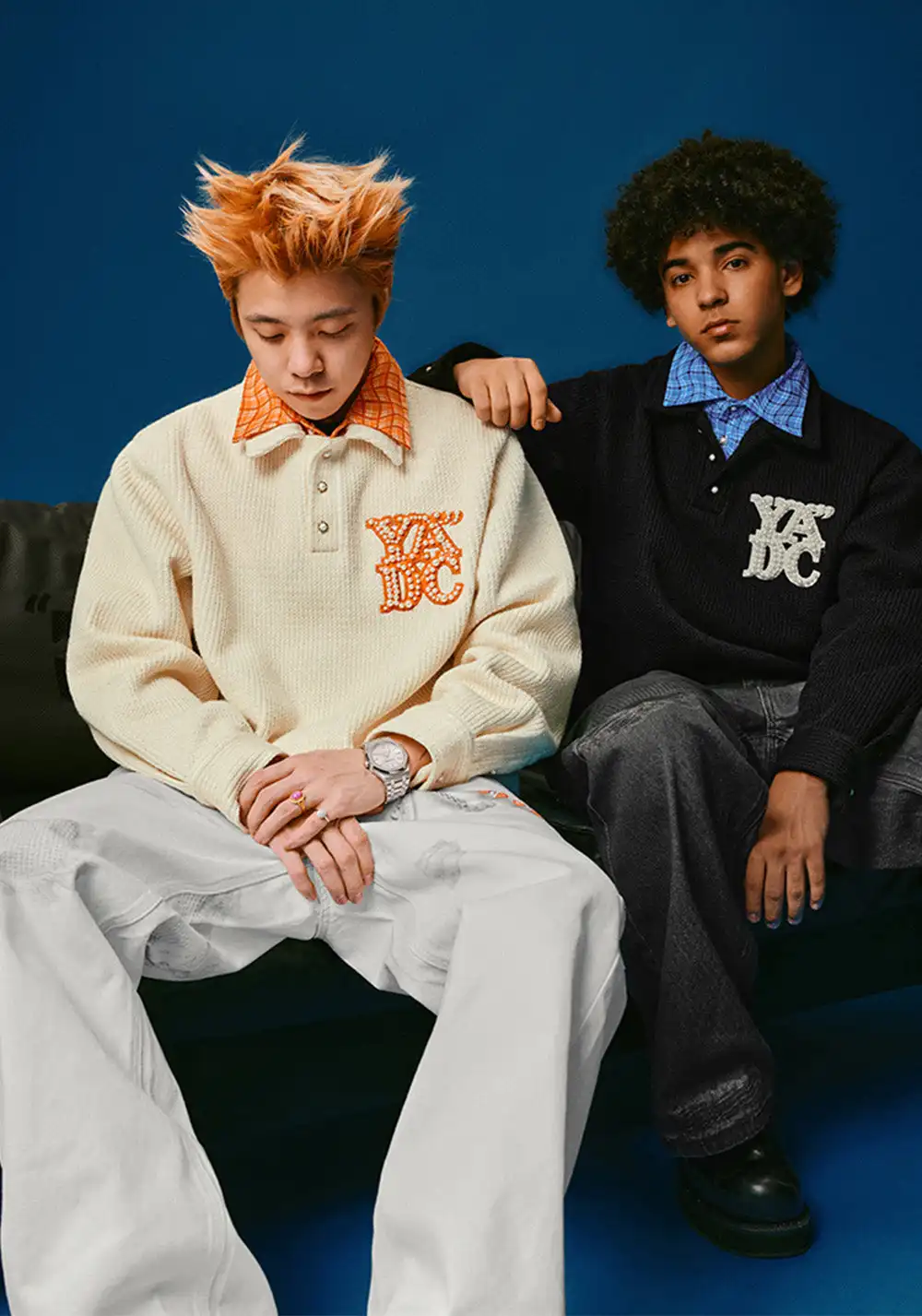YADcrew丨Pearl LOGO Double Collar POLO Long Sleeve