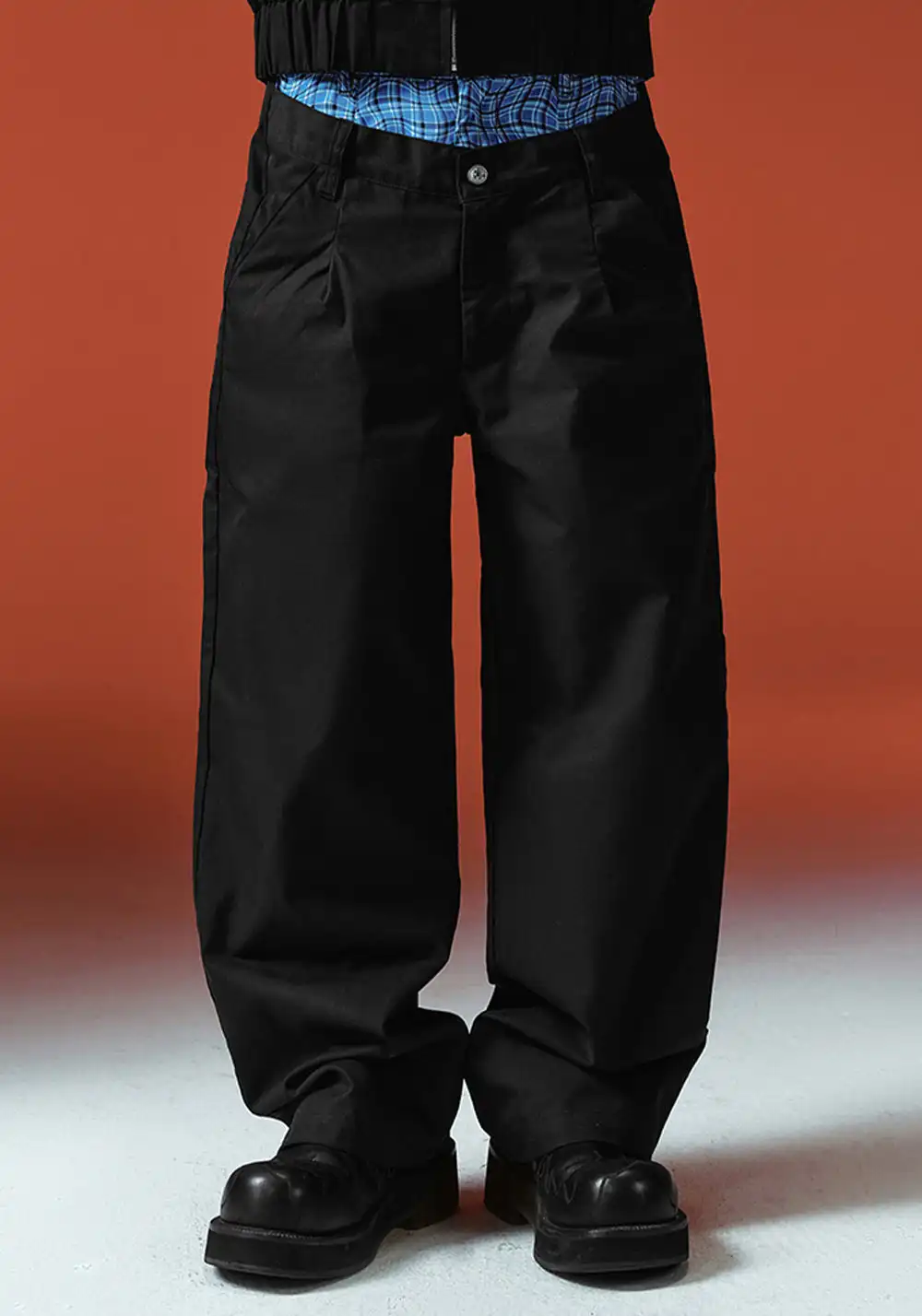 YADcrew丨Twin Waist Twisted Plaid Scimitar Pants