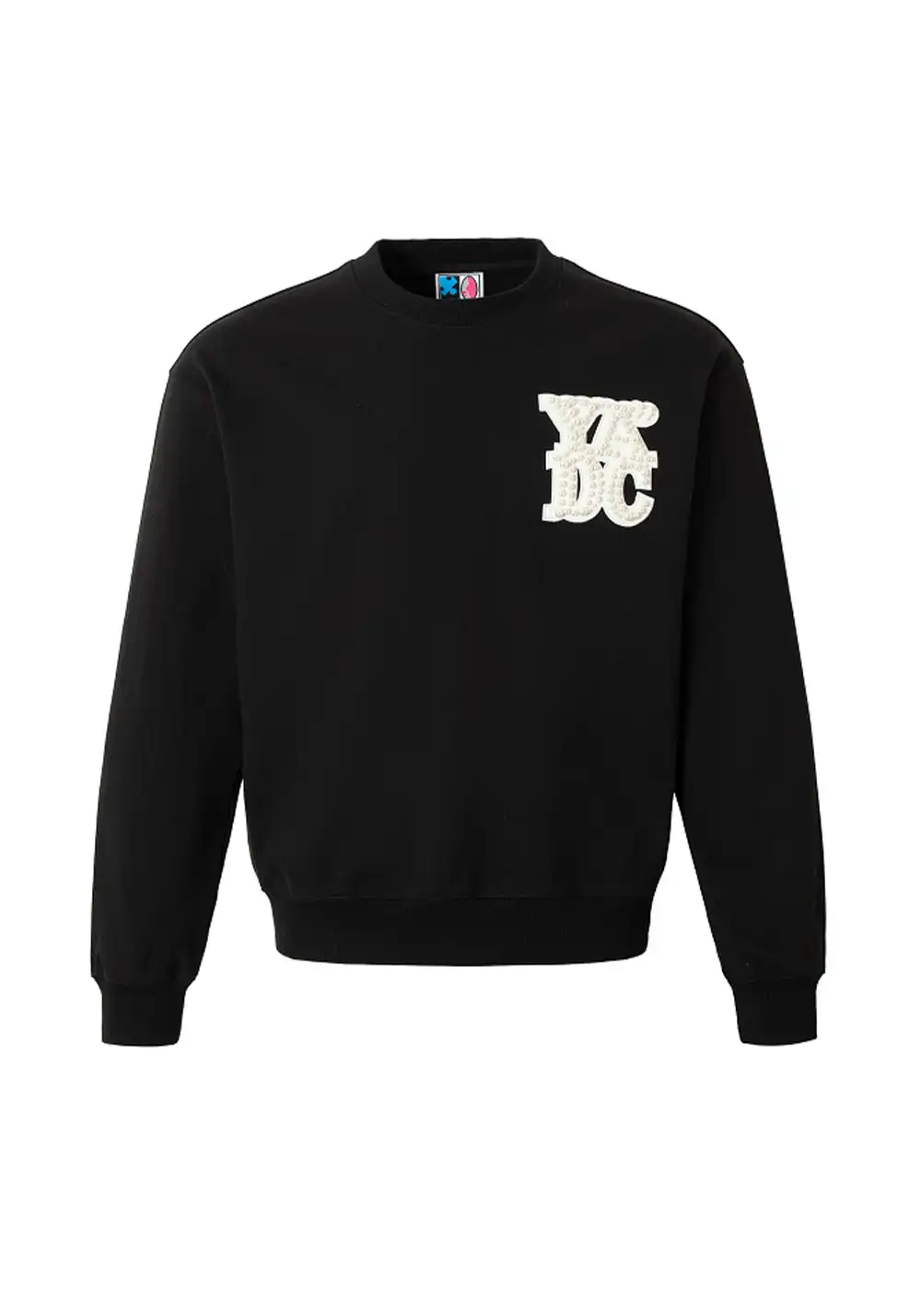 YADcrew丨Pearl Appliqué Basic Crew Neck Sweatshirt