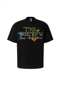 YADcrew丨YADcrew Butterfly-Embroidered Tee-Black