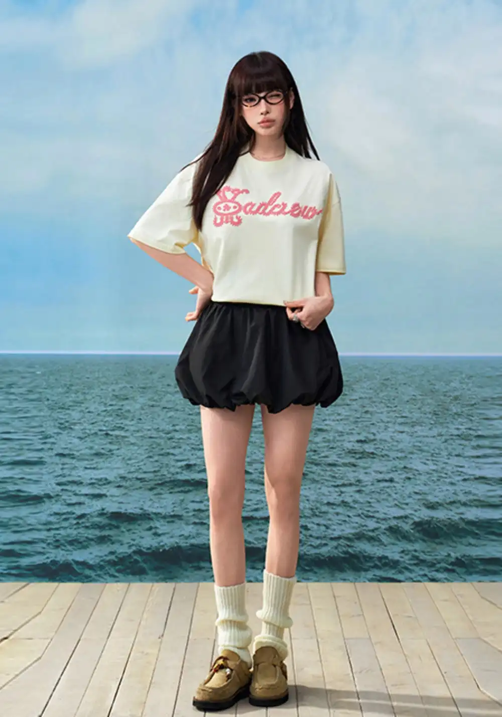 YADcrew丨YADcrew Knot-Embroidered Logo Tee -Pink
