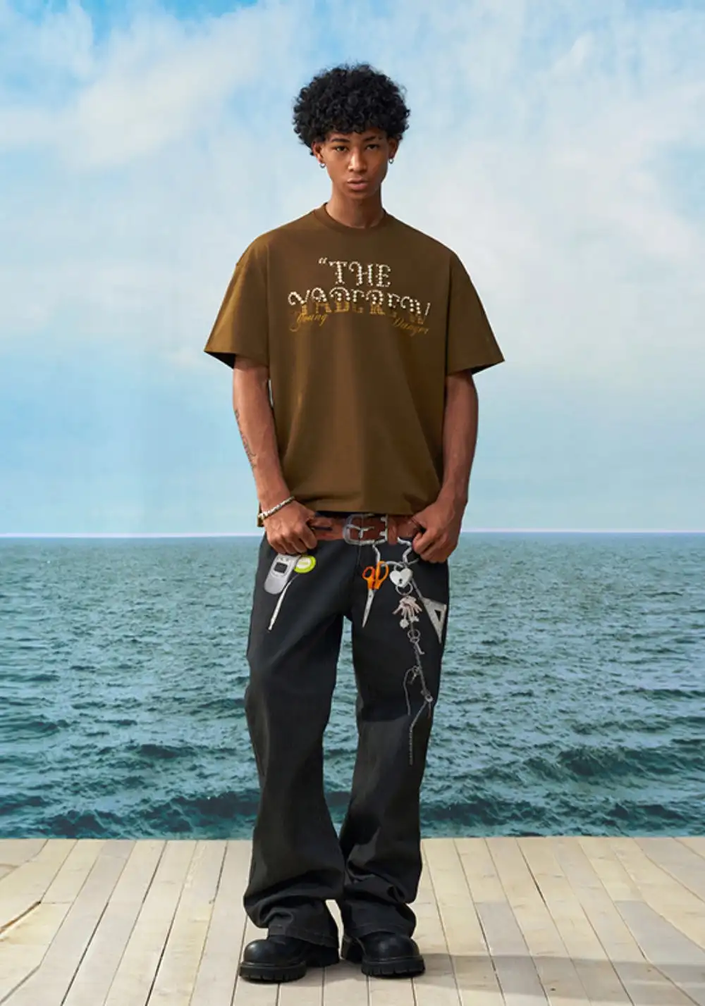YADcrew丨YADcrew Checkerboard Pearl Tee-Brown