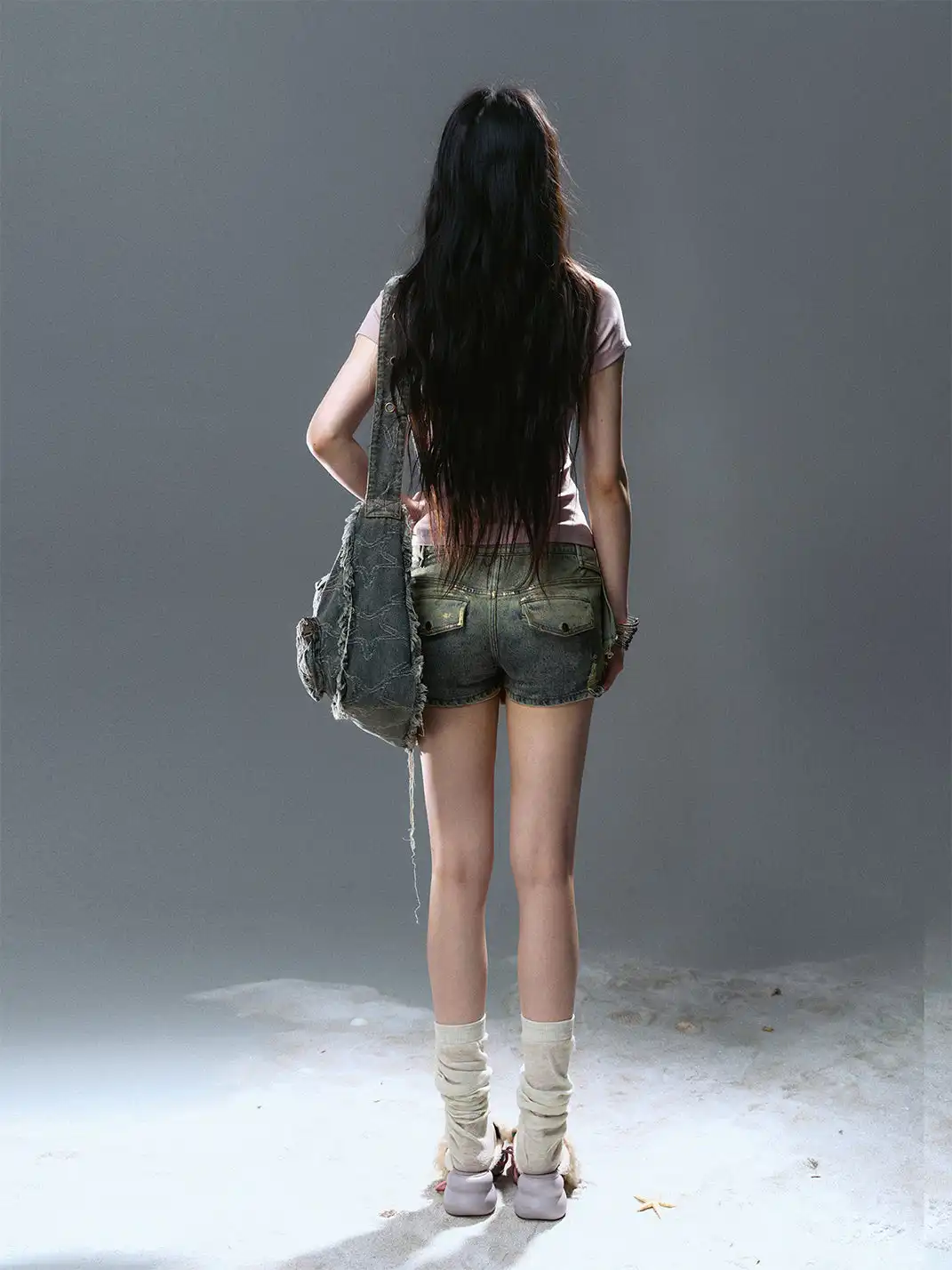 CestNous|Women's Patchwork Pleated Denim Skort