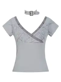 CestNous|Women's Butterfly Print Slim Fit T-Shirt