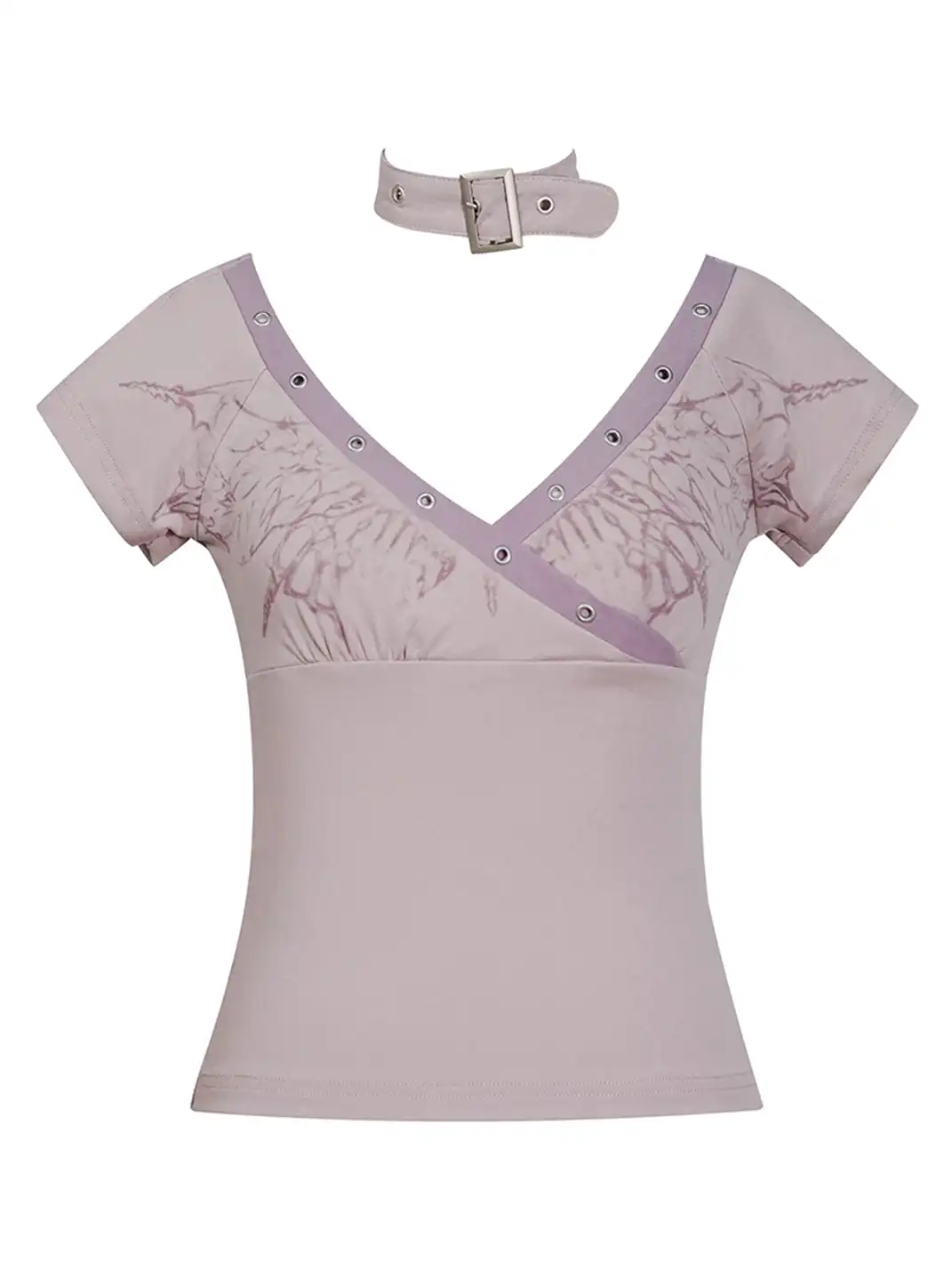 CestNous|Women's Butterfly Print Slim Fit T-Shirt