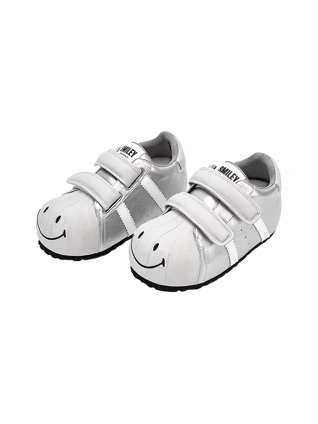 SMILEY | Shell Toe Chunky Velcro Shoes-Silver