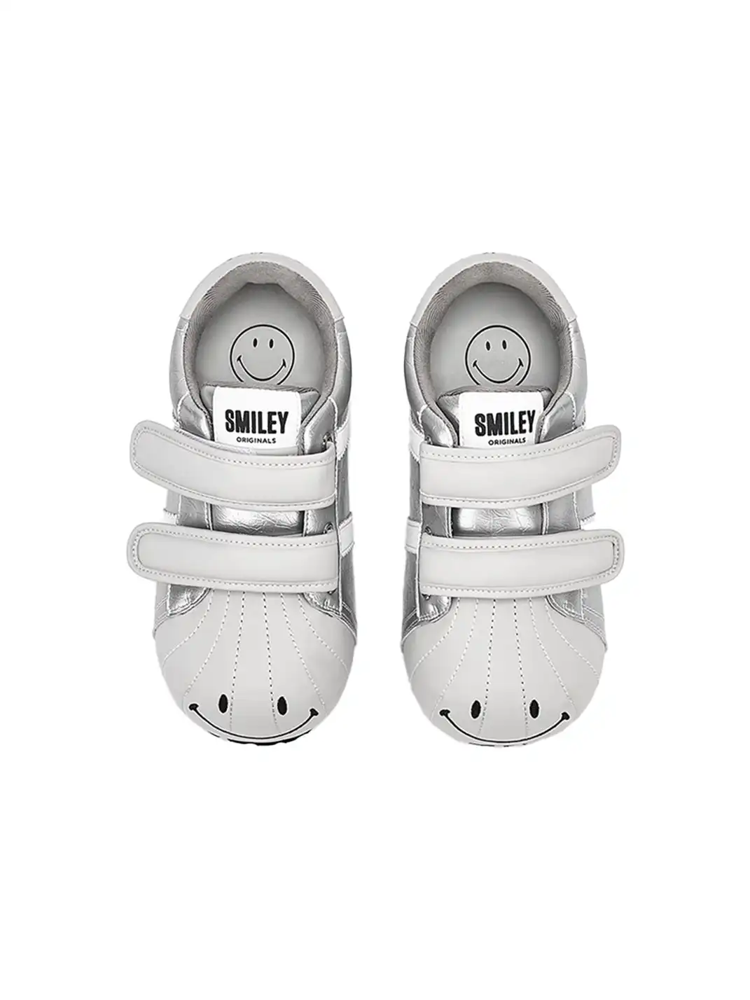 SMILEY | Shell Toe Chunky Velcro Shoes-Silver