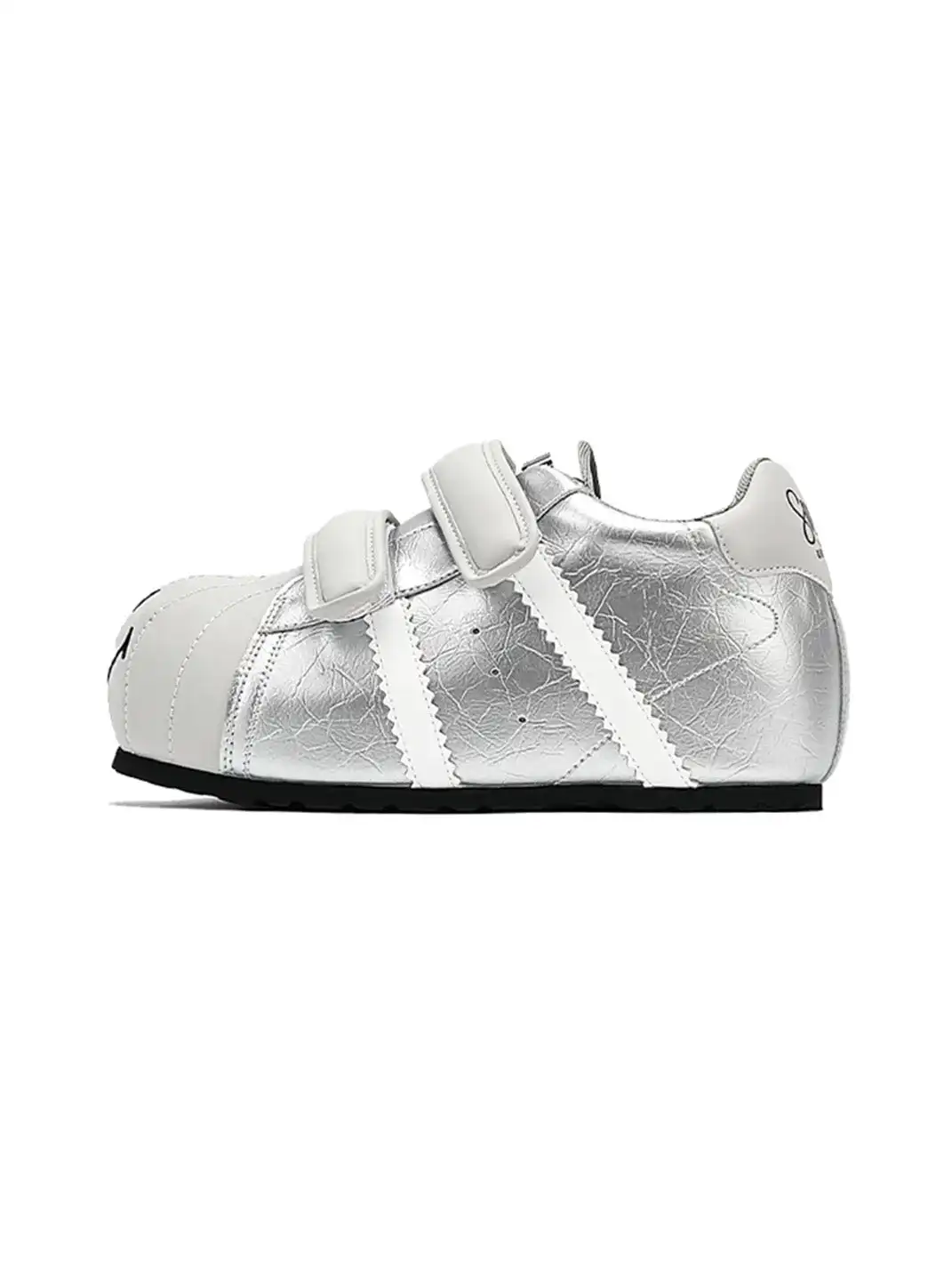 SMILEY | Shell Toe Chunky Velcro Shoes-Silver