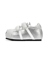 SMILEY | Shell Toe Chunky Velcro Shoes-Silver