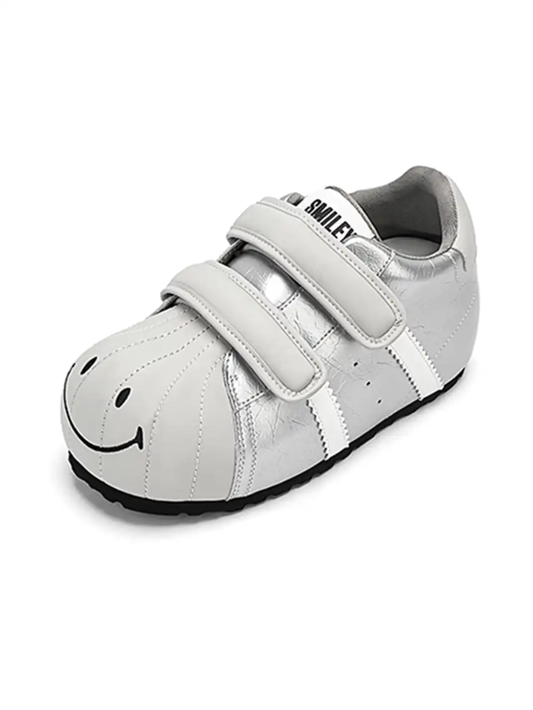 SMILEY | Shell Toe Chunky Velcro Shoes-Silver