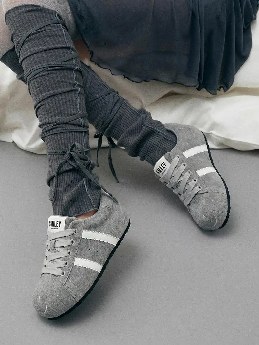 SMILEY | Shell Toe Chunky Shoes-Gray