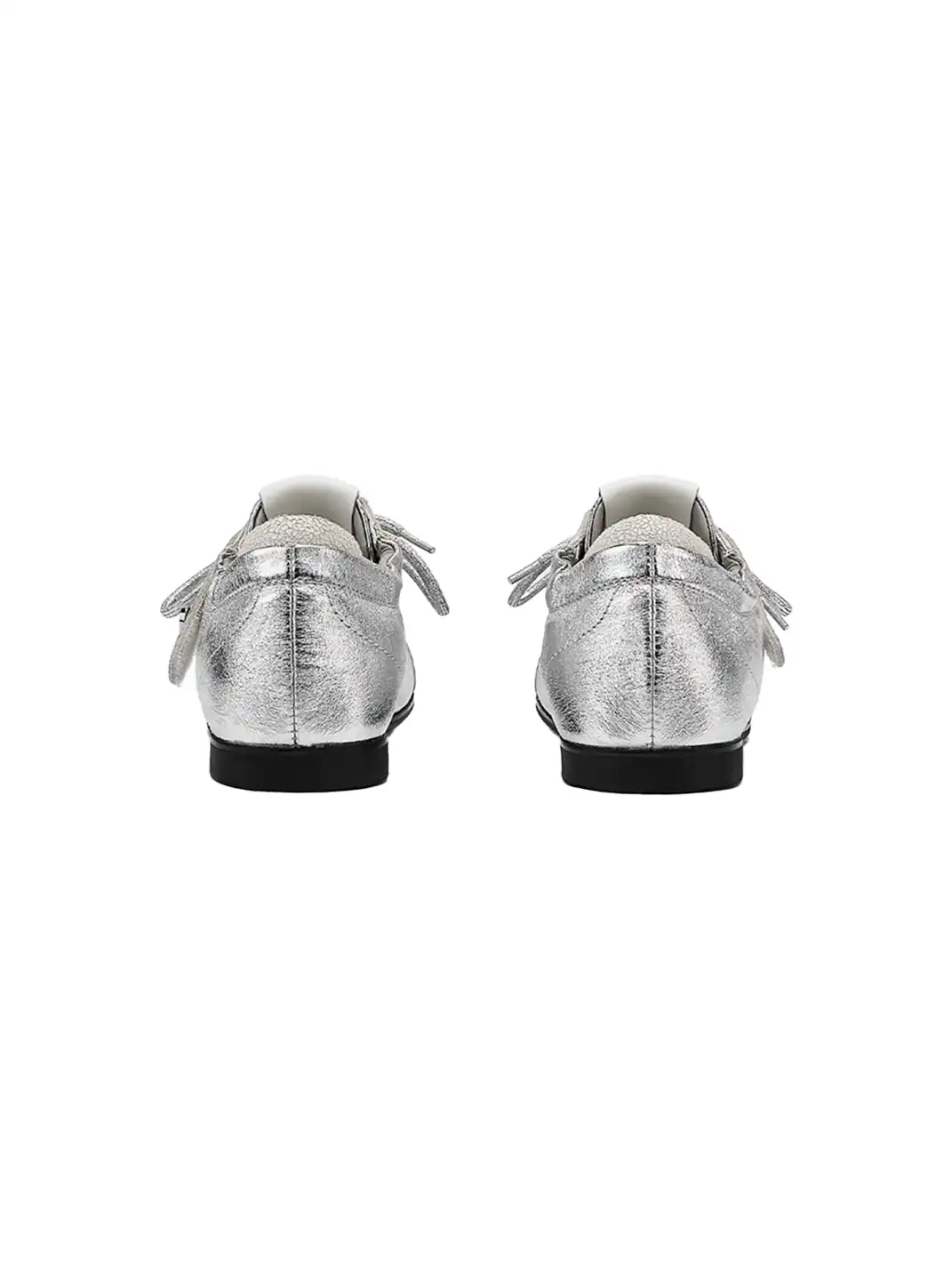 SMILEY | Ballet Flats Round Toe Shoes-Silver