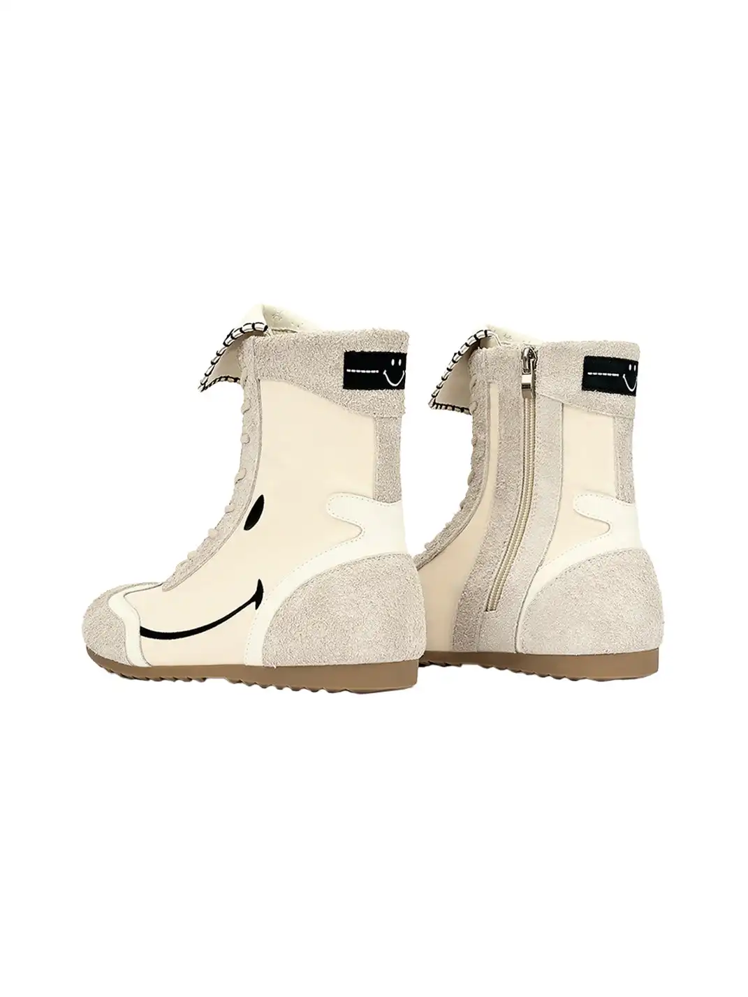 SMILEY | Boxing Mid Boots Chunky Platform-White