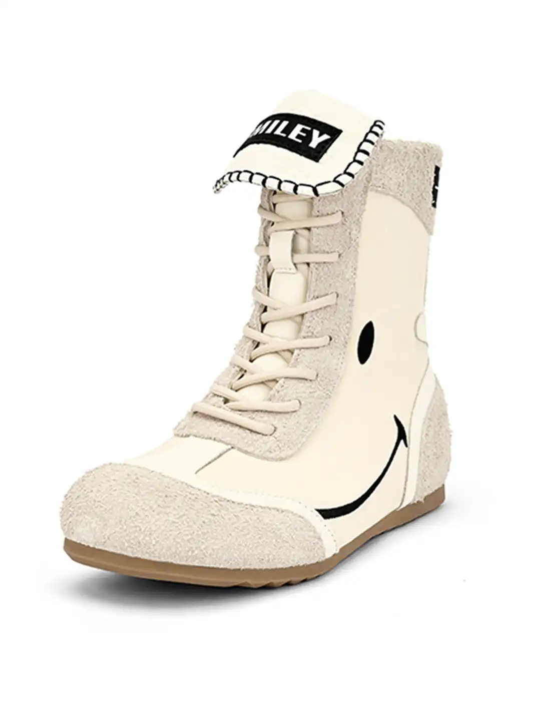 SMILEY | Boxing Mid Boots Chunky Platform-White