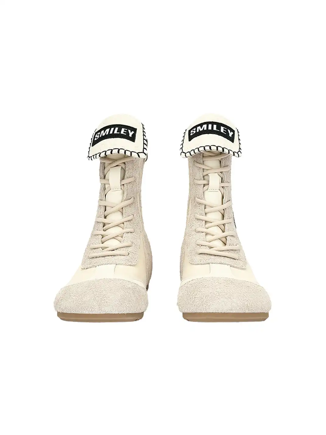 SMILEY | Boxing Mid Boots Chunky Platform-White