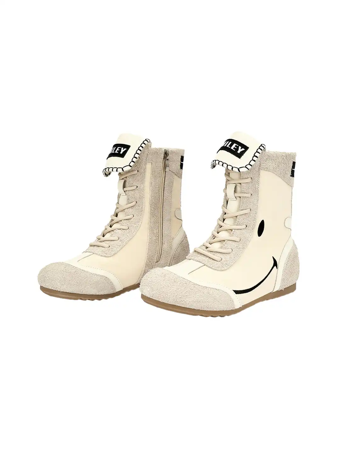 SMILEY | Boxing Mid Boots Chunky Platform-White