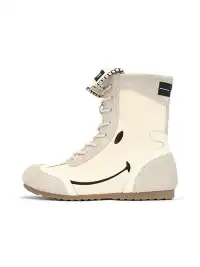SMILEY | Boxing Mid Boots Chunky Platform-White