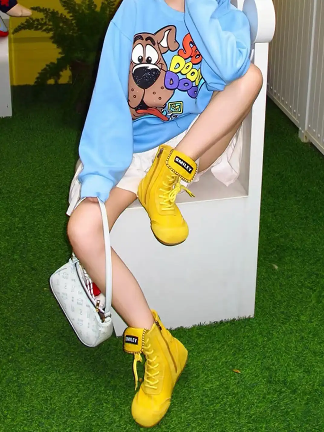 SMILEY | Boxing Mid Boots Chunky Platform-Yellow