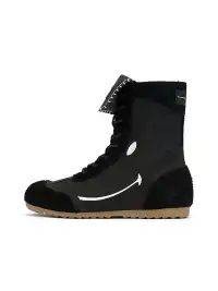 SMILEY | Boxing Mid Boots Chunky Platform-Black