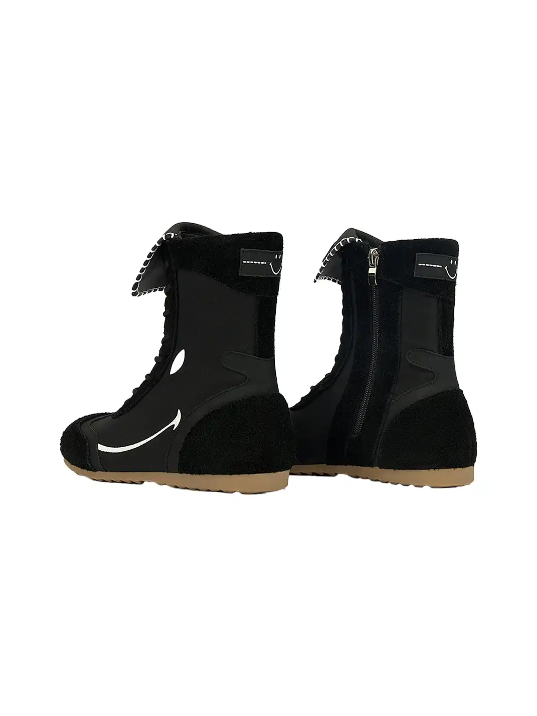 SMILEY | Boxing Mid Boots Chunky Platform-Black