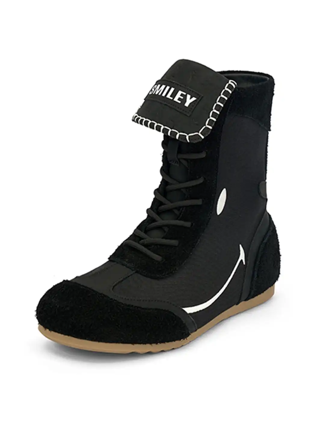SMILEY | Boxing Mid Boots Chunky Platform-Black