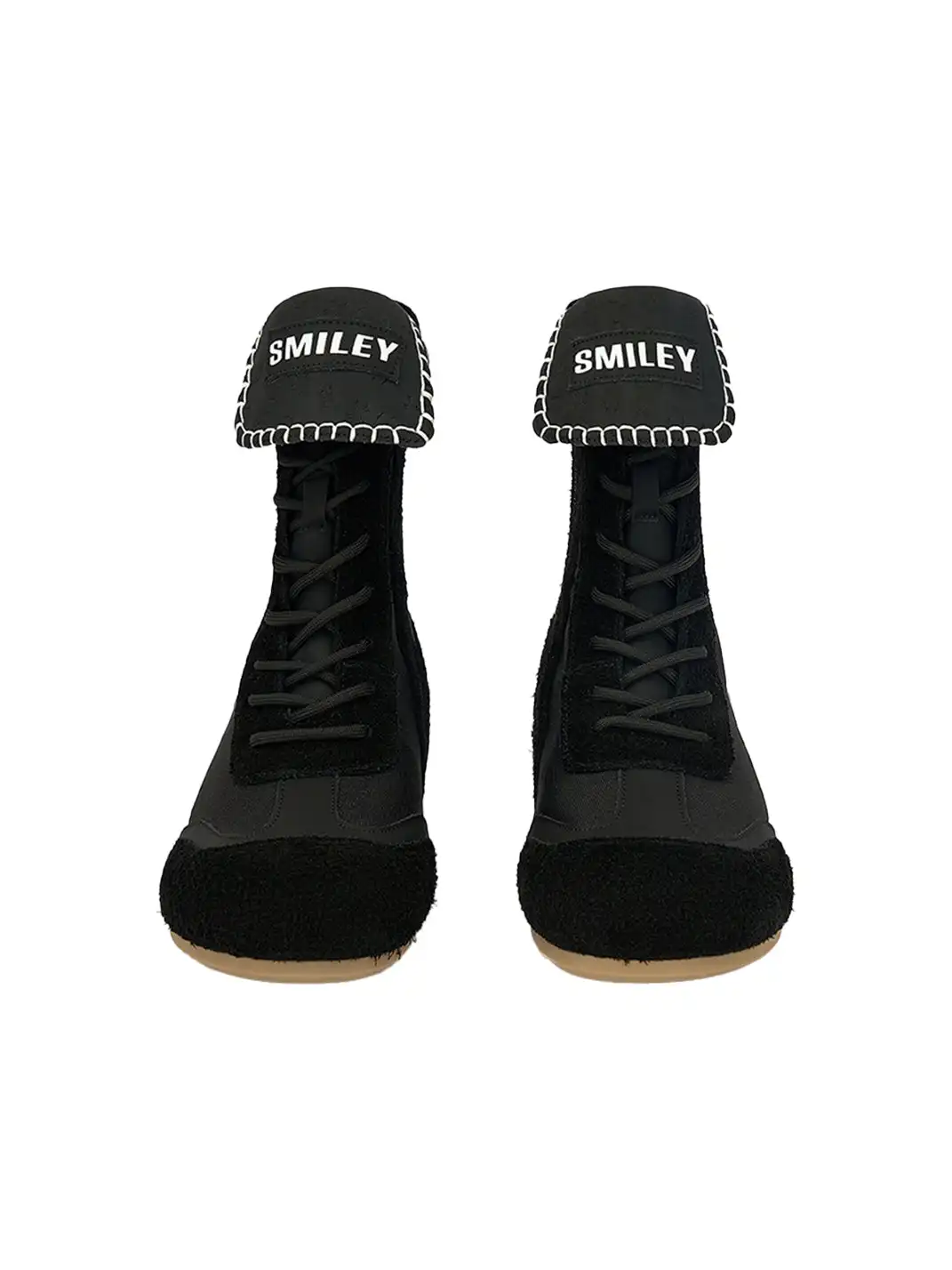 SMILEY | Boxing Mid Boots Chunky Platform-Black