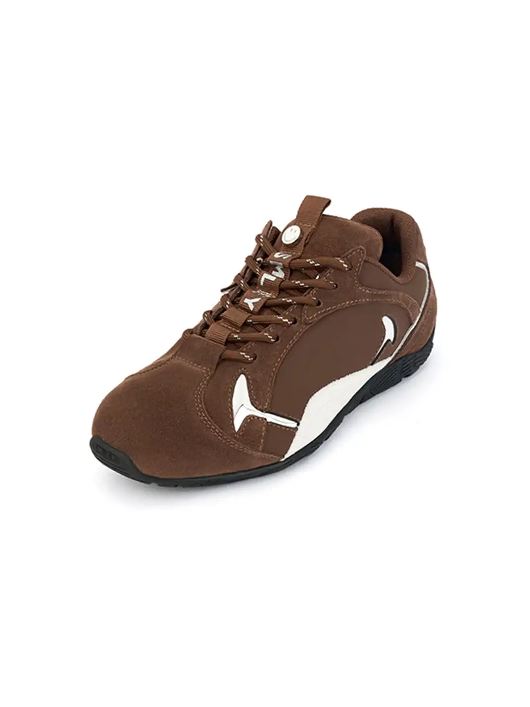 SMILEY | Retro Racing Thin Sole Sneakers-Brown