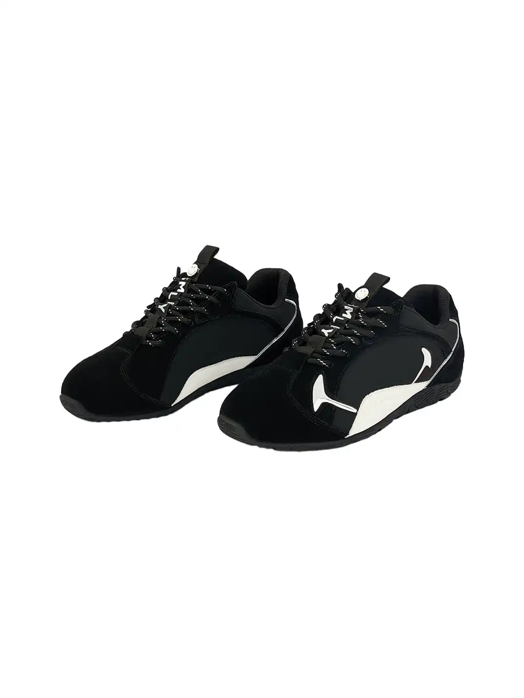 SMILEY | Retro Racing Thin Sole Sneakers-Black