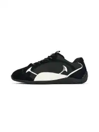SMILEY | Retro Racing Thin Sole Sneakers-Black