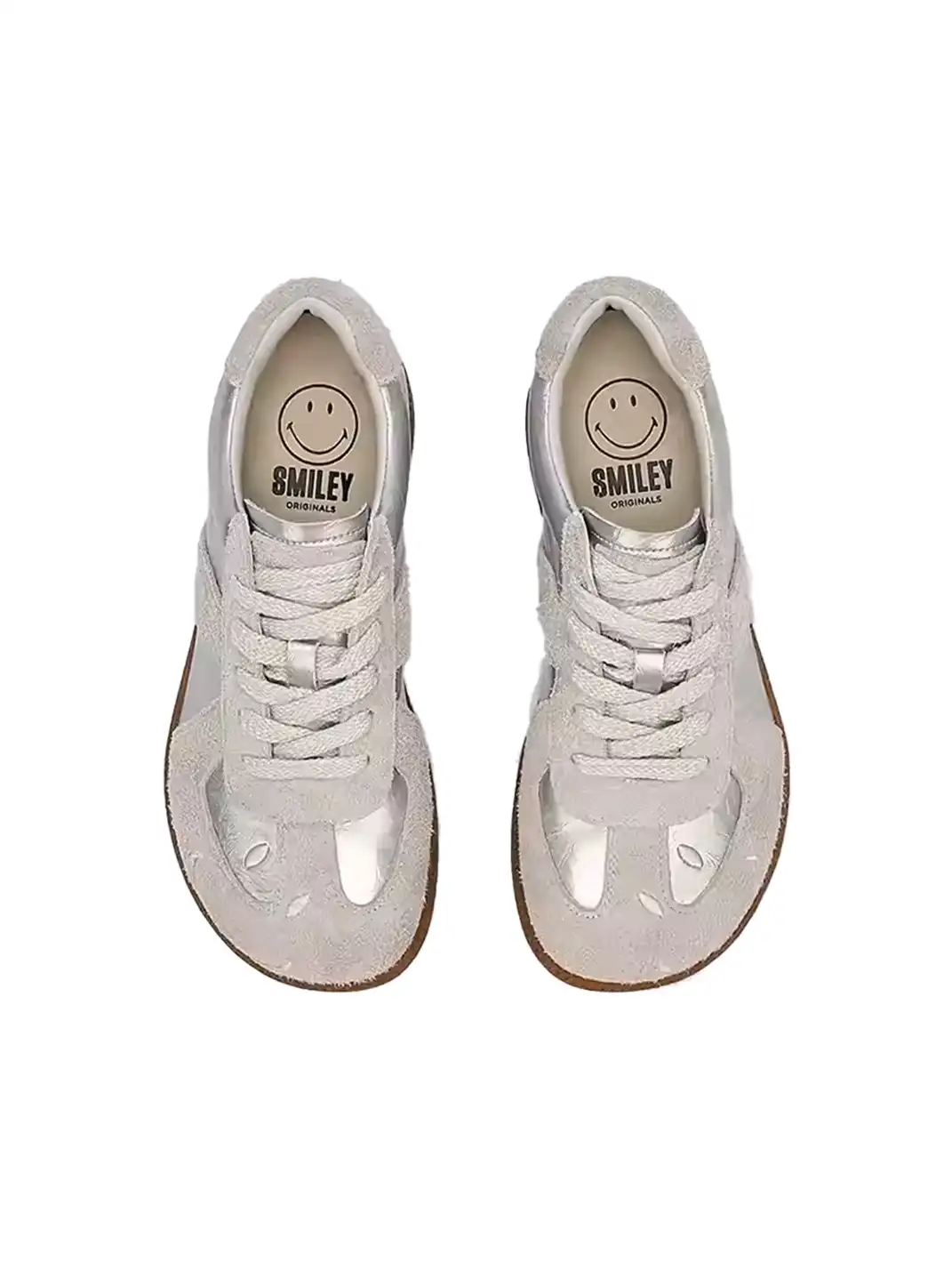 SMILEY | Mango Toe Retro Casual Sneakers-Silver