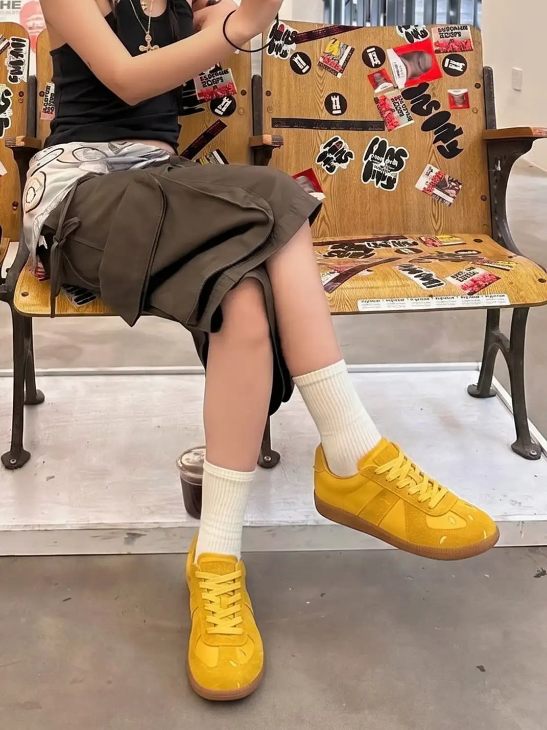 SMILEY | Mango Toe Retro Casual Sneakers-Yellow