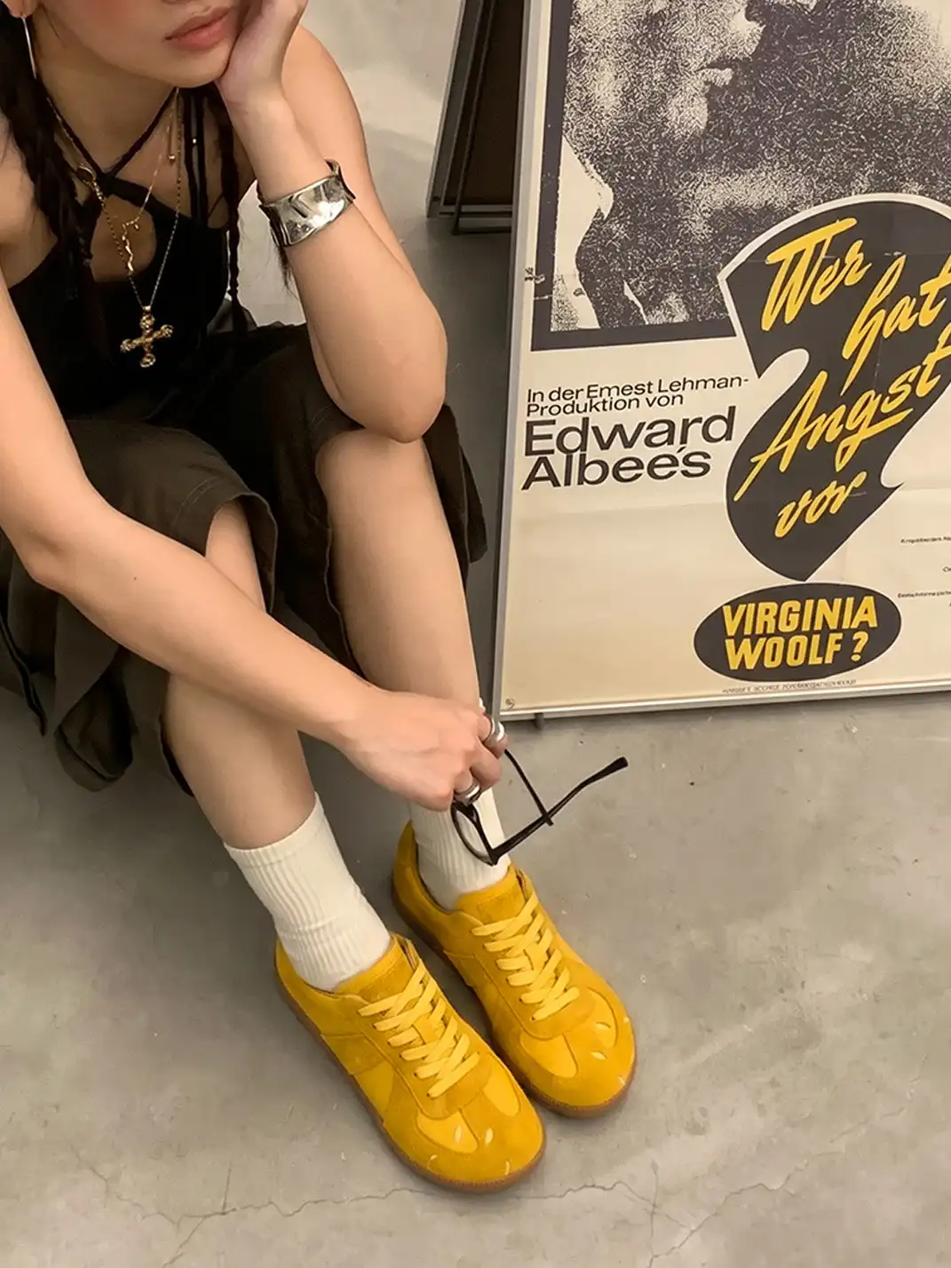 SMILEY | Mango Toe Retro Casual Sneakers-Yellow