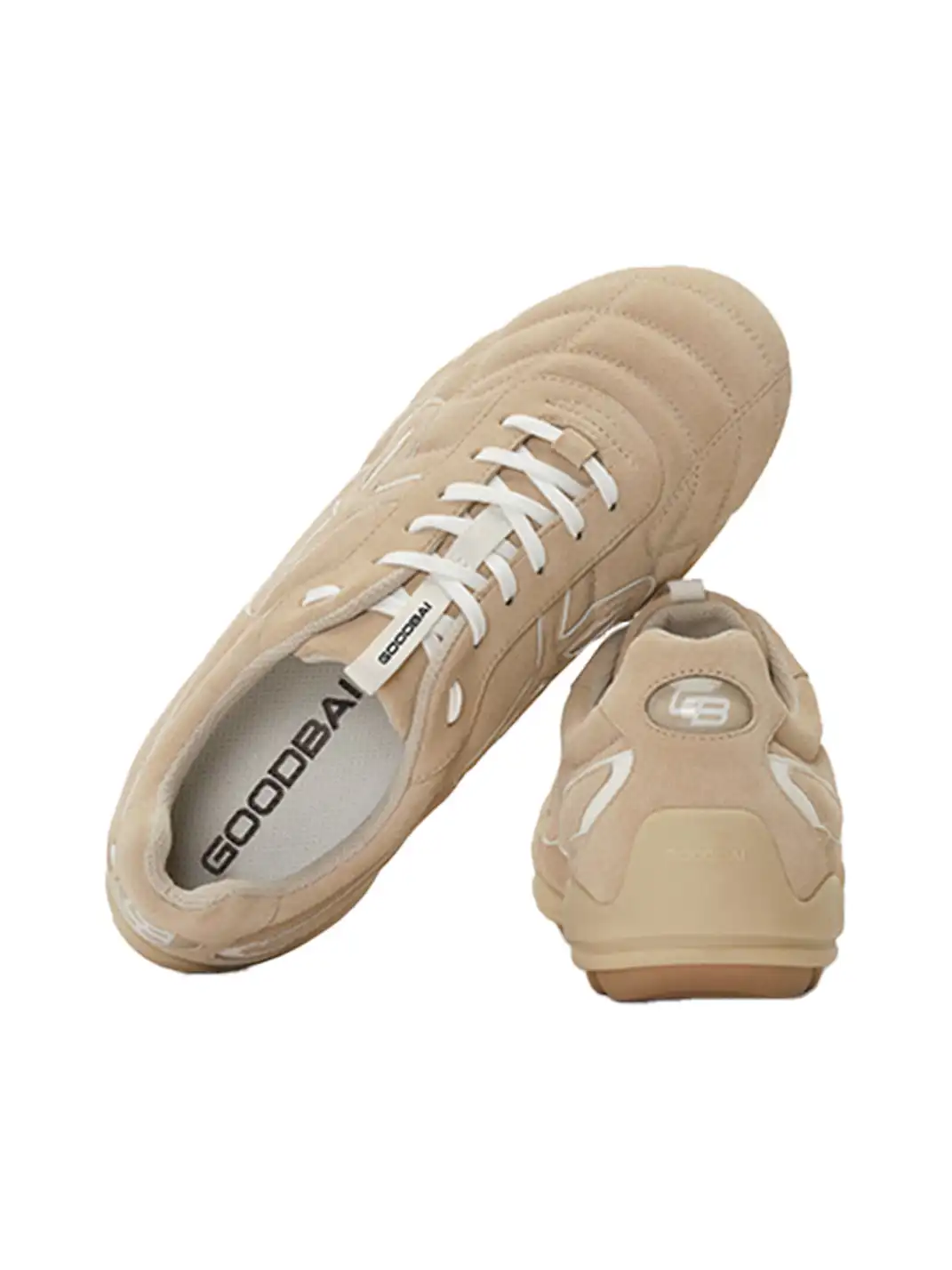 GOODBAI | Retro Velvet Soccer Football Flat Trainer-Beige
