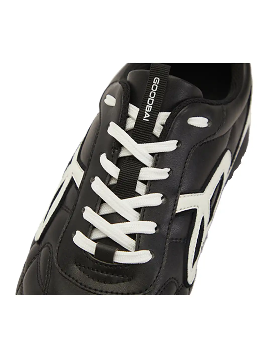 GOODBAI | Retro Leather Soccer Football Flat Trainer-Black