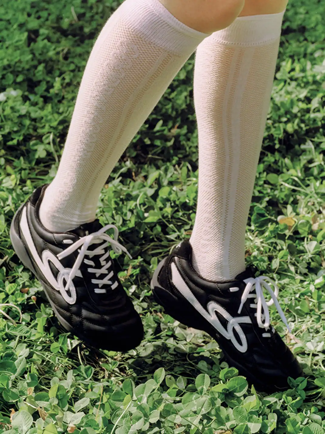 GOODBAI | Retro Leather Soccer Football Flat Trainer-Black