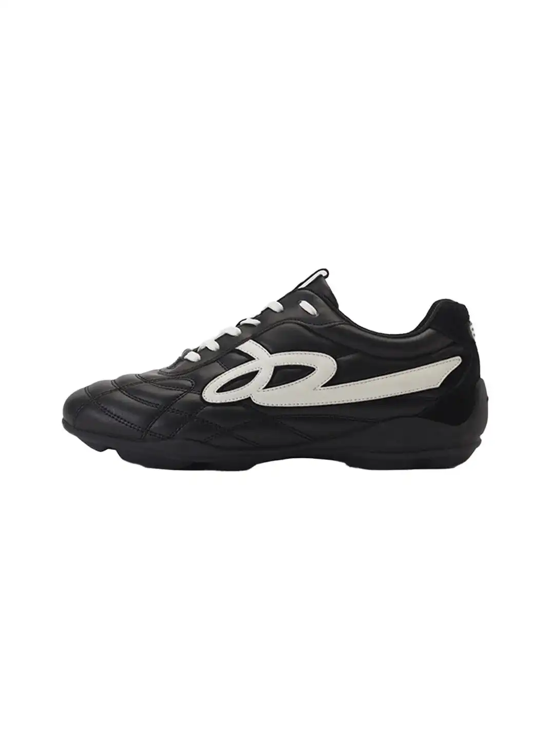 GOODBAI | Retro Leather Soccer Football Flat Trainer-Black