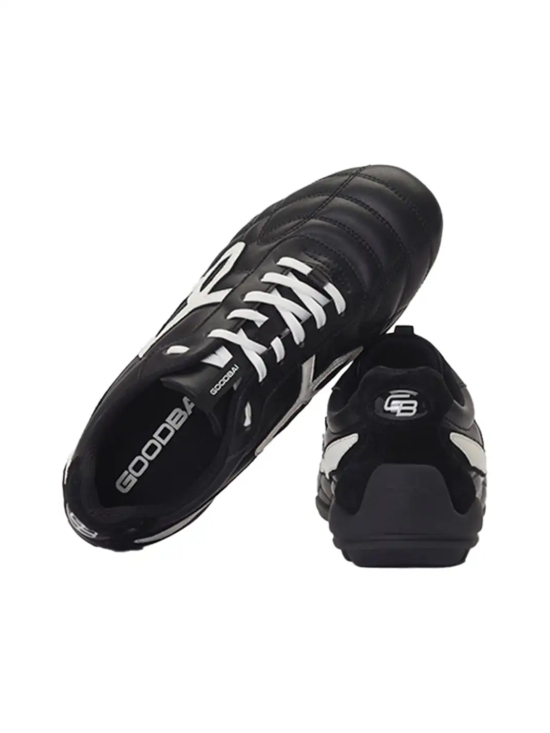 GOODBAI | Retro Leather Soccer Football Flat Trainer-Black
