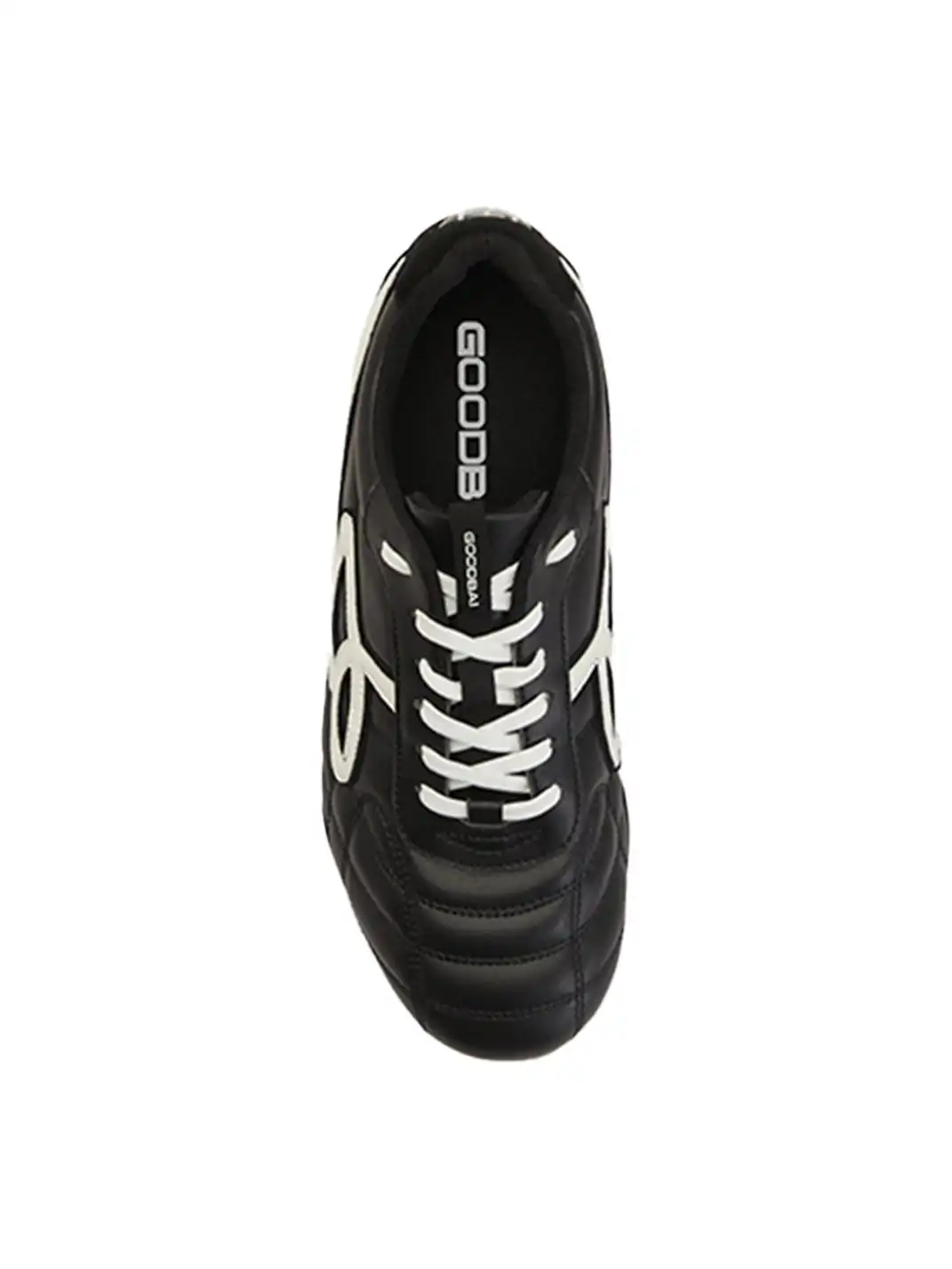 GOODBAI | Retro Leather Soccer Football Flat Trainer-Black